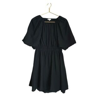 Moon River Anthropologie Black Womens Mini Dress Large Open Back Puff Sleeve